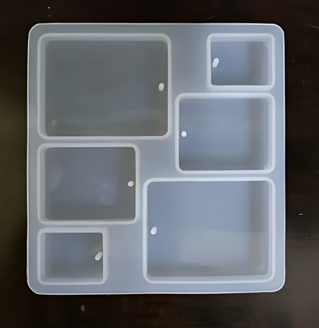 6 Cavity Rectangular Mould for Key chain and Jewellery